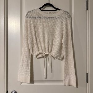 Alice + Olivia Cream Knit Sweater with Tie Waist size small
